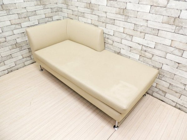 ワイズ フォー リビング Y's for living ラウンジソファ LOUNGE SOFA + オットマン OTTOMAN カウチソファ グレージュ系カラー 合皮 モダン 定価28万円以上 ●