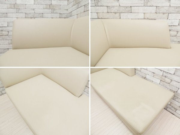 ワイズ フォー リビング Y's for living ラウンジソファ LOUNGE SOFA + オットマン OTTOMAN カウチソファ グレージュ系カラー 合皮 モダン 定価28万円以上 ●