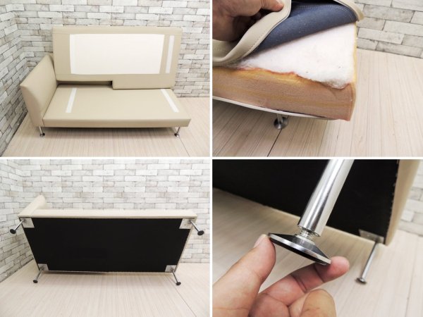 ワイズ フォー リビング Y's for living ラウンジソファ LOUNGE SOFA + オットマン OTTOMAN カウチソファ グレージュ系カラー 合皮 モダン 定価28万円以上 ●