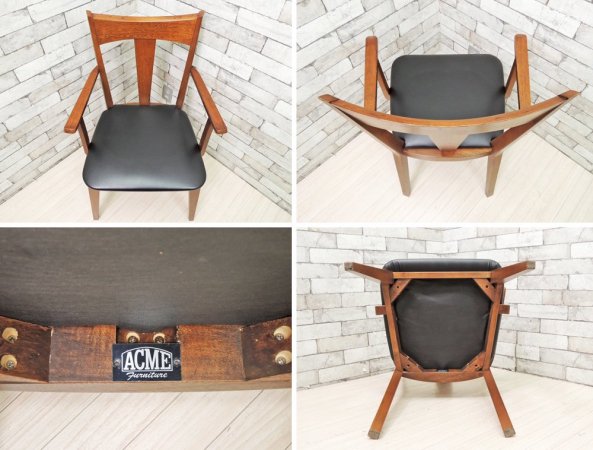 アクメファニチャー ACME Furniture カーディフ アームチェア CARDIFF ARM CHAIR ダイニングチェア アッシュ材 ビニールレザーシート ブラック アーム付 ●