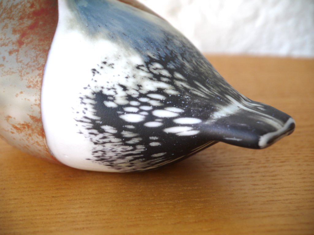 イッタラ バード iittala Bird ブラック ブルフィンチ Black Bullfinch ブラウン×ホワイト 1994-1997 オイバ・トイッカ Oiva Toikka フィンランド製 ◇