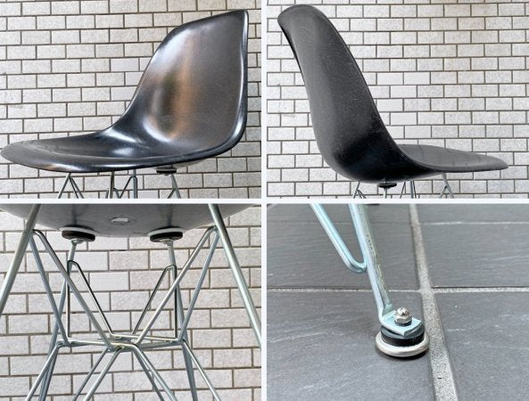 ハーマンミラー Herman Miller サイドシェルチェア 現行FRP製 1stタイプ エッフェルベース ブラック C&R イームズ DSR ミッドセンチュリー ■