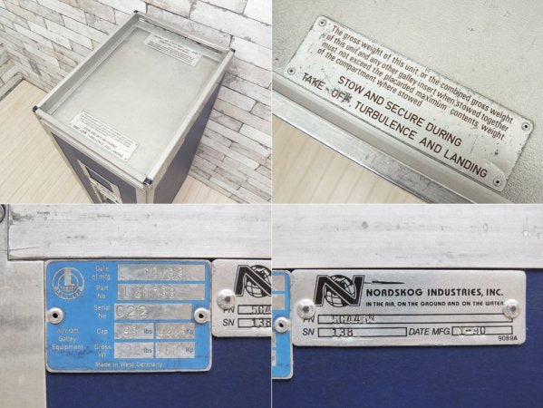 ジャパンエアライン JAPAN AIRLINES JAL ミールカート サービストローリー  機内食運搬用 ハーフサイズ NORDSKOG INDUSTRIES INC.製 什器 希少 ●