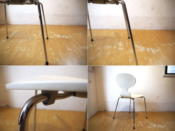 フリッツハンセン Fritz Hansen アントチェア ANT CHAIR アルネ ヤコブセン ラッカー ホワイト 4本脚 アリンコチェア デンマーク ★