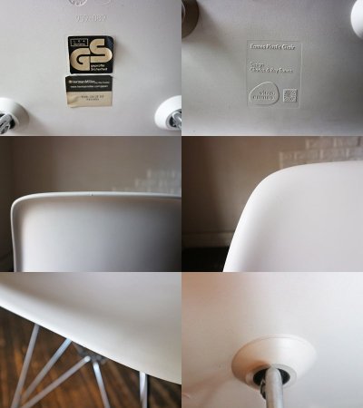 ハーマンミラー HermanMiller × ヴィトラ vitra. Wネーム C&R.イームズ Charles & Ray Eames サイドシェルチェア ホワイト エッフェルベース DSR A ◎