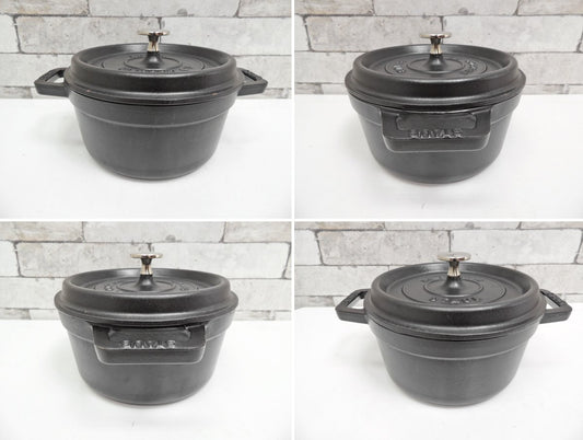 ストウブ Staub ピコ ココット ラウンド 両手鍋 ホーロー鍋 ブラック 20cm ●