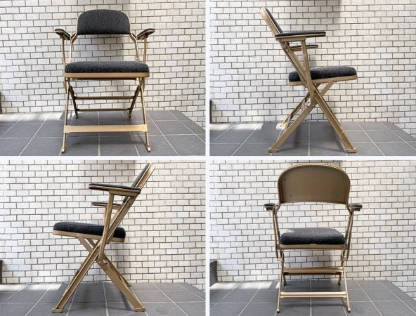 クラリン CLARIN フォールディングアームチェア FOLDING CHAIR WITH ARM 折畳 フルクッション ブラック ファブリック張替済 USA 米国 P.F.S 取扱 ■