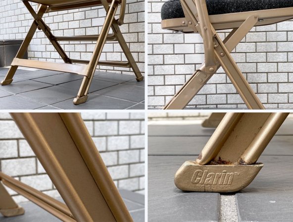 クラリン CLARIN フォールディングアームチェア FOLDING CHAIR WITH ARM 折畳 フルクッション ブラック ファブリック張替済 USA 米国 P.F.S 取扱 ■