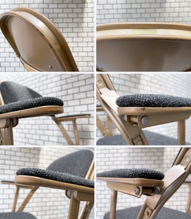 クラリン CLARIN フォールディングアームチェア FOLDING CHAIR WITH ARM 折畳 フルクッション ブラック ファブリック張替済 USA 米国 P.F.S 取扱 ■