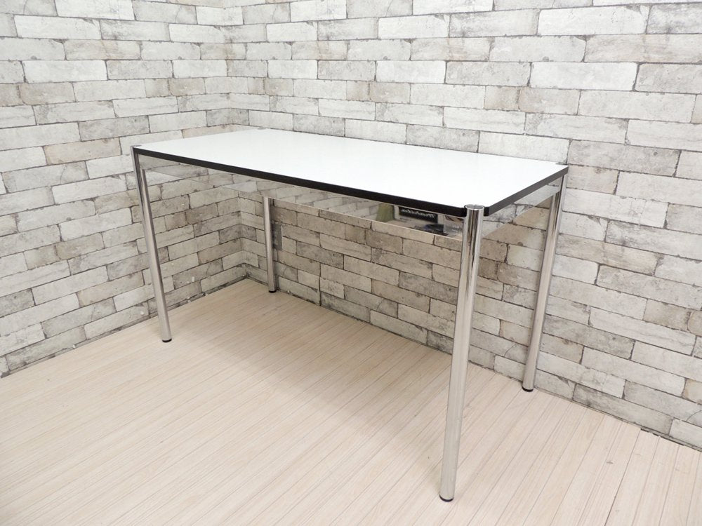 USMモジュラーファニチャー USM Haller USMハラーテーブル ワーキングデスク ダイニングテーブル W125 アジャスター 高さ調整機能付き ホワイト モダンデザイン A ●