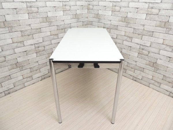 USMモジュラーファニチャー USM Haller USMハラーテーブル ワーキングデスク ダイニングテーブル W125 アジャスター 高さ調整機能付き ホワイト モダンデザイン A ●