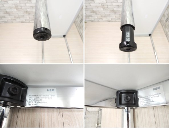 USMモジュラーファニチャー USM Haller USMハラーテーブル ワーキングデスク ダイニングテーブル W125 アジャスター 高さ調整機能付き ホワイト モダンデザイン A ●