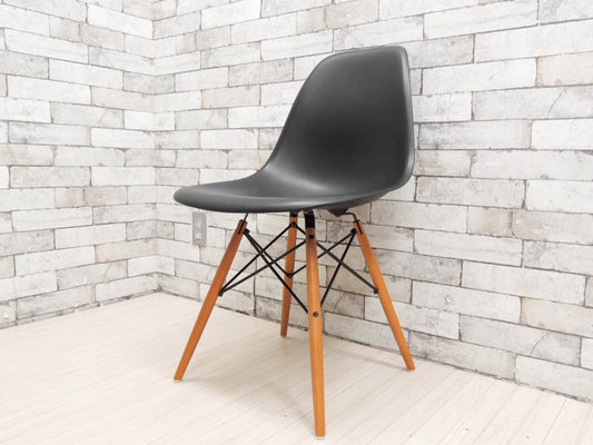 ハーマンミラー HermanMiller × ヴィトラ vitra 廃盤 Wネーム C&R.イームズ Eames サイドシェルチェア ダウェルベース ブラック ミッドセンチュリー ●