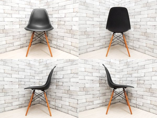 ハーマンミラー HermanMiller × ヴィトラ vitra 廃盤 Wネーム C&R.イームズ Eames サイドシェルチェア ダウェルベース ブラック ミッドセンチュリー ●