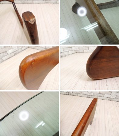 イサムノグチ Isamu Noguchi コーヒーテーブル Coffee Table ガラス天板厚19mm リプロダクト品 デザイナーズ家具 名作 ●