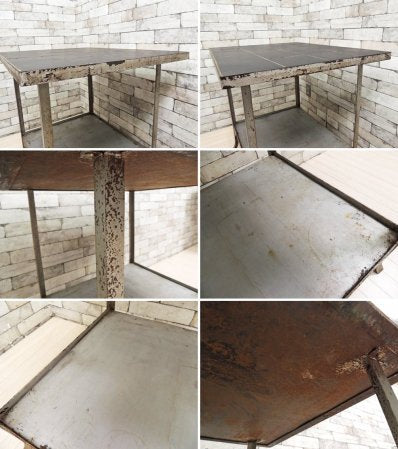 インダストリアルスタイル Industrial Style ストーンタイルトップ × アイアンフレーム スクエア デスク ワークテーブル 作業台 ●