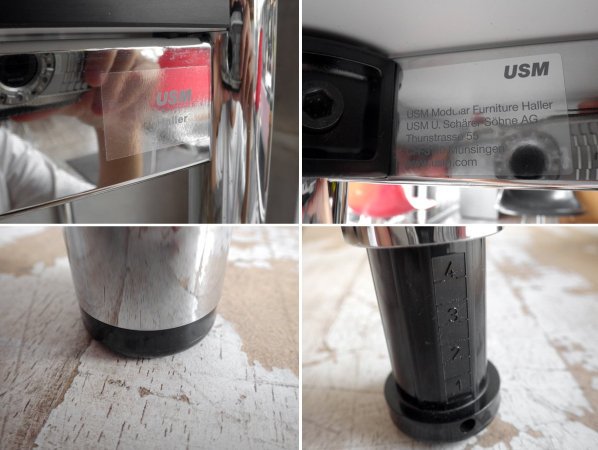 USMモジュラーファニチャー USM Haller USMハラーテーブル ワーキングデスク ダイニングテーブル W125 アジャスター 高さ調整機能付き ホワイト モダンデザイン C ♪