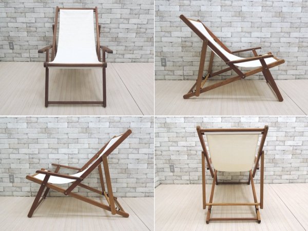 アクタス ACTUS デッキチェア DECK CHAIR リクライニング 折りたたみ コットンファブリック 北欧モダンスタイル ●