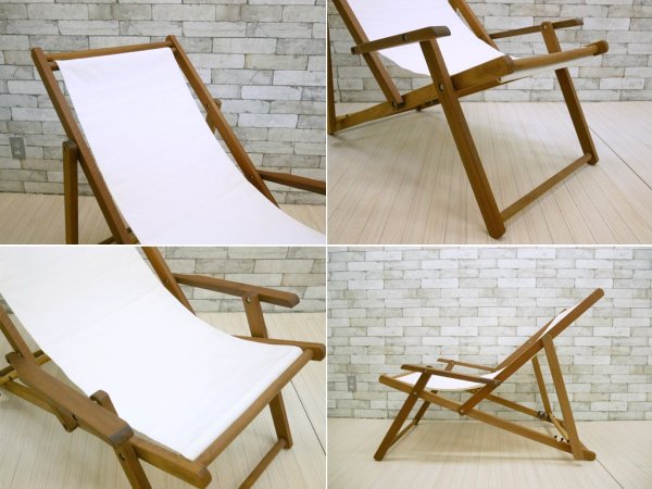 アクタス ACTUS デッキチェア DECK CHAIR リクライニング 折りたたみ コットンファブリック 北欧モダンスタイル ●