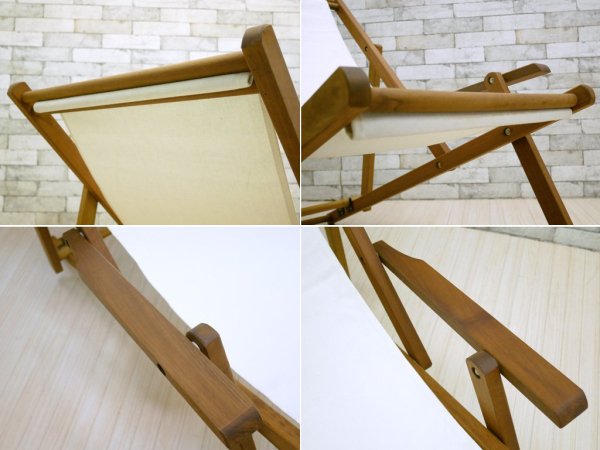 アクタス ACTUS デッキチェア DECK CHAIR リクライニング 折りたたみ コットンファブリック 北欧モダンスタイル ●