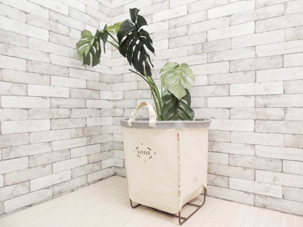 スチールキャンバスバスケット STEELE CANVAS BASKET ラウンドキャリーバスケット ROUND CARRY BASKET ステンシル 収納家具 工業系 インダストリアル ●