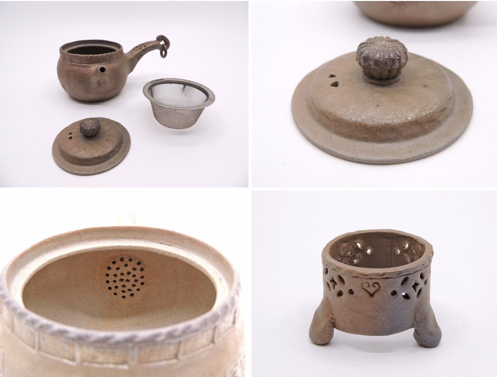 立花龍昇 造 萬古焼 茶注 急須 茶器 共箱付き ●