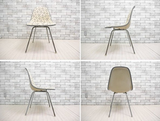 ハーマンミラー Herman Miller サイドシェルチェア ダイニングチェア C&R.イームズ Charles&Ray Eames アプホルスター スモールドット 2nd Hベース ●