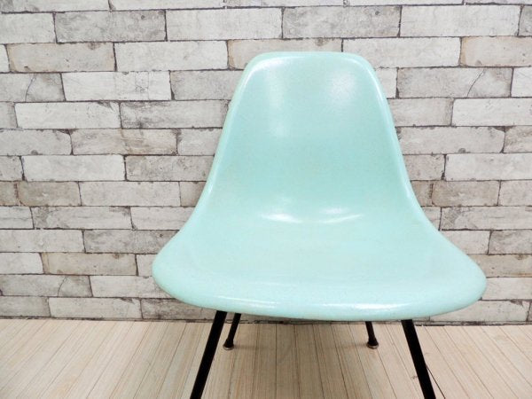 ハーマンミラー Herman Miller サイドシェルチェア ライトブルー 2nd ビンテージ  Xベース C&R イームズ ミッドセンチュリー 希少 ●