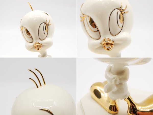 レノックス LENOX トゥイーティー Tweety オブジェ 陶器 金彩 LOONEY TUNES 元箱付き ●