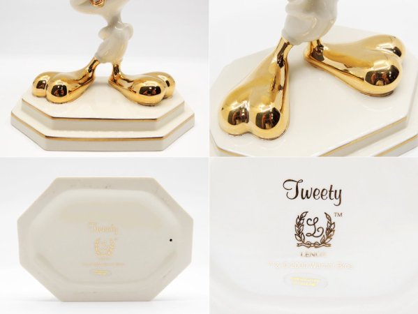 レノックス LENOX トゥイーティー Tweety オブジェ 陶器 金彩 LOONEY TUNES 元箱付き ●