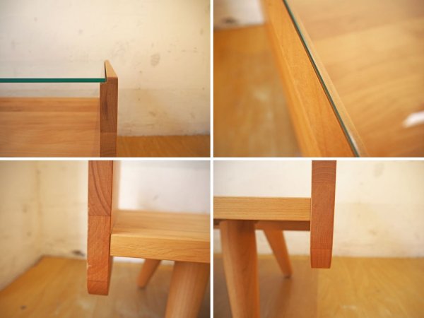 モモナチュラル momonatural コモ COMO コーヒーテーブル ローテーブル ガラス天板 アルダー材 W90cm ★