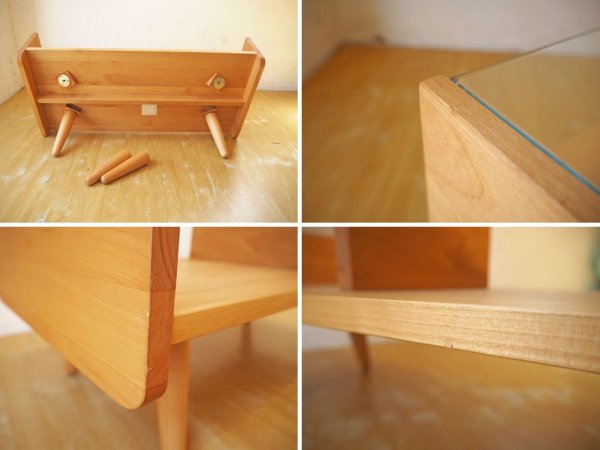 モモナチュラル momonatural コモ COMO コーヒーテーブル ローテーブル ガラス天板 アルダー材 W90cm ★