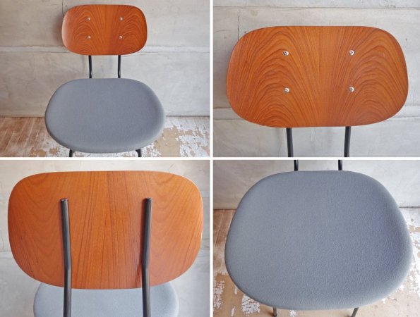 グラフ graf プランクトンチェア Plankton chair ダイニングチェア ポルトグレー チーク材 スチール脚 ファブリックシート インダストリアルデザイン B ♪