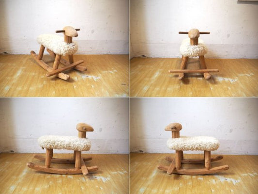 プーヤプー Puu ja puu ロッキングシープ Swing sheep スカンジナビアンパイン 羊毛 Wool100％ 北欧 エストニア ハンドメイド ★