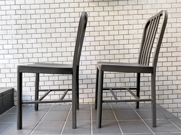 インダストリアル グラファイトチェア スチール製 ダイニングチェア ブラック 工業系 2脚セット ■