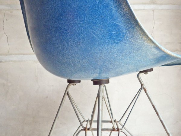 ハーマンミラー Herman Miller サイドシェルチェア 2ndビンテージ FRP製 ブルー系カラー エッフェルベース C&R イームズ ミッドセンチュリー ♪