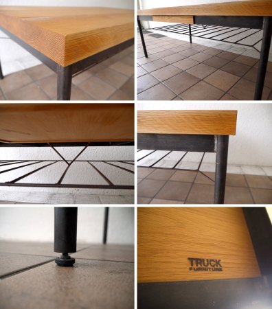 トラックファニチャー TRUCK FURNITURE OAK IRON-LEG LOW TABLE ローテーブル ホワイトオーク無垢材 アイアン 抽斗付き オーダーメイド 工業系 ◇