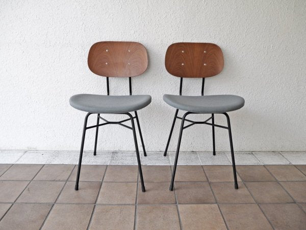 グラフ graf プランクトンチェア Plankton chair H ダイニングチェア チーク材×スチール脚 ファブリックシート ポルトグレー インダストリアルデザイン A ◇