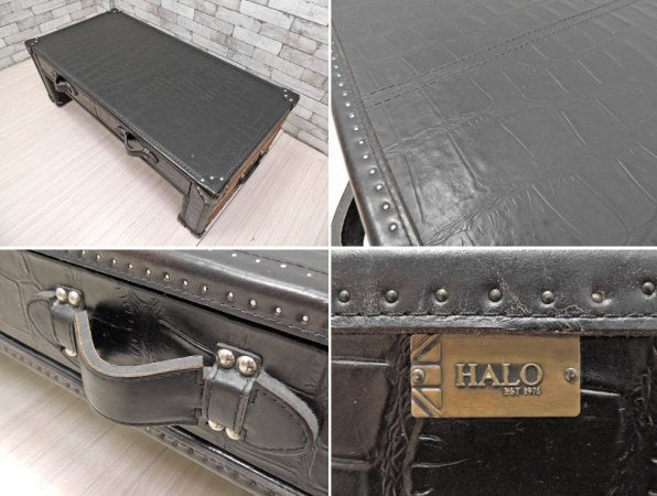 ハロ HALO スラブ SLAB スモール コーヒーテーブル SMALL COFFEE TABLE ローテーブル デスク ブラック 牛革 クロコ型押し ●