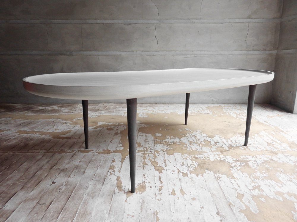 ブランディボアール Blanc d 'Ivoire オーバル トレーテーブル グレー シャビーシック design studio woood取扱 フランス ♪
