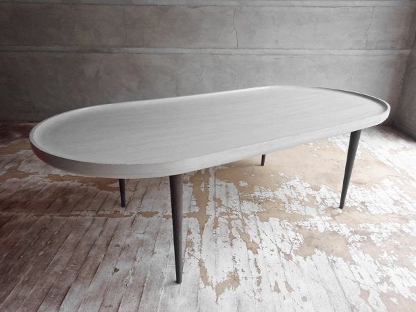 ブランディボアール Blanc d 'Ivoire オーバル トレーテーブル グレー シャビーシック design studio woood取扱 フランス ♪