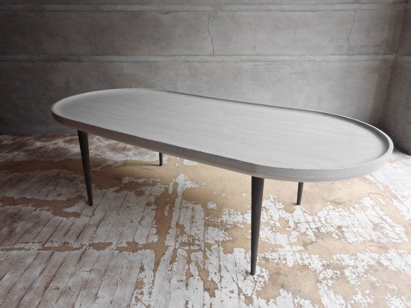 ブランディボアール Blanc d 'Ivoire オーバル トレーテーブル グレー シャビーシック design studio woood取扱 フランス ♪