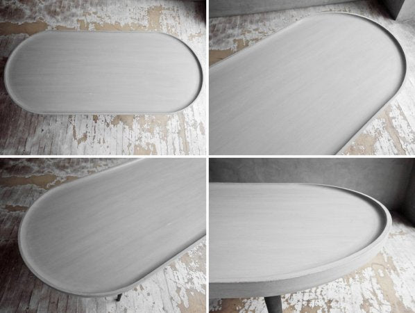 ブランディボアール Blanc d 'Ivoire オーバル トレーテーブル グレー シャビーシック design studio woood取扱 フランス ♪