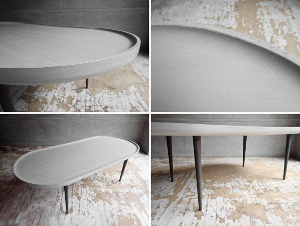 ブランディボアール Blanc d 'Ivoire オーバル トレーテーブル グレー シャビーシック design studio woood取扱 フランス ♪