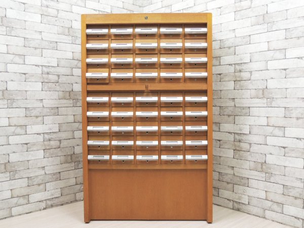 キハラ KIHARA 図書館キャビネット カードケース 抽斗45杯 スライド天板 ネームホルダー付 レトロ 店舗什器 B ●