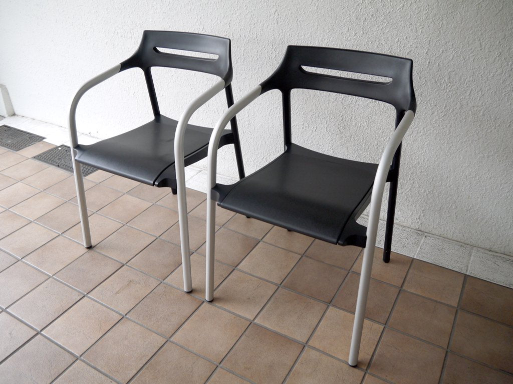 ウィルクハーン Wilkhahn 310/3 Senzo Chair スタッキング アームチェア 2脚セット ブラック 廃番 ◇