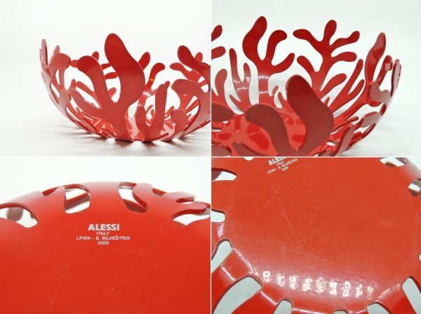 アレッシー ALESSI メディテラーネオ Mediterraneo フルーツホルダー スチール製 ボウル Sサイズ LPWK Emma Silvestris 2005 レッド ●