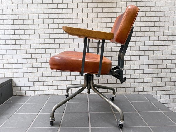 トラックファニチャー TRUCK FURNITURE デスクワークチェア DESKWORK CHAIR 本革 スチールフレーム キャスター付き ■