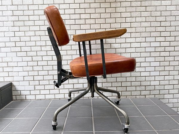 トラックファニチャー TRUCK FURNITURE デスクワークチェア DESKWORK CHAIR 本革 スチールフレーム キャスター付き ■