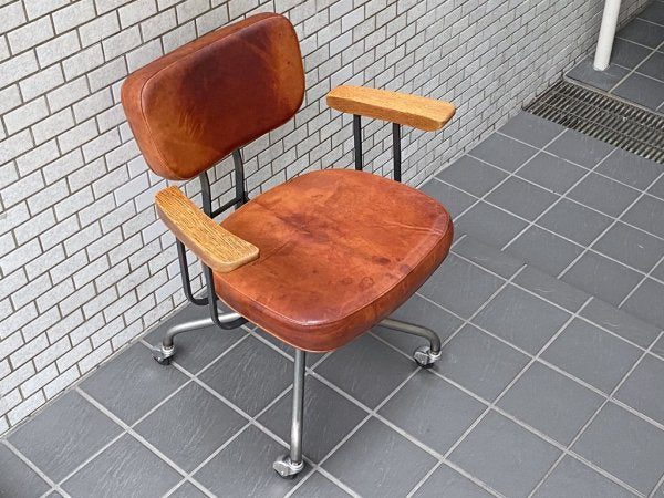 トラックファニチャー TRUCK FURNITURE デスクワークチェア DESKWORK CHAIR 本革 スチールフレーム キャスター付き ■